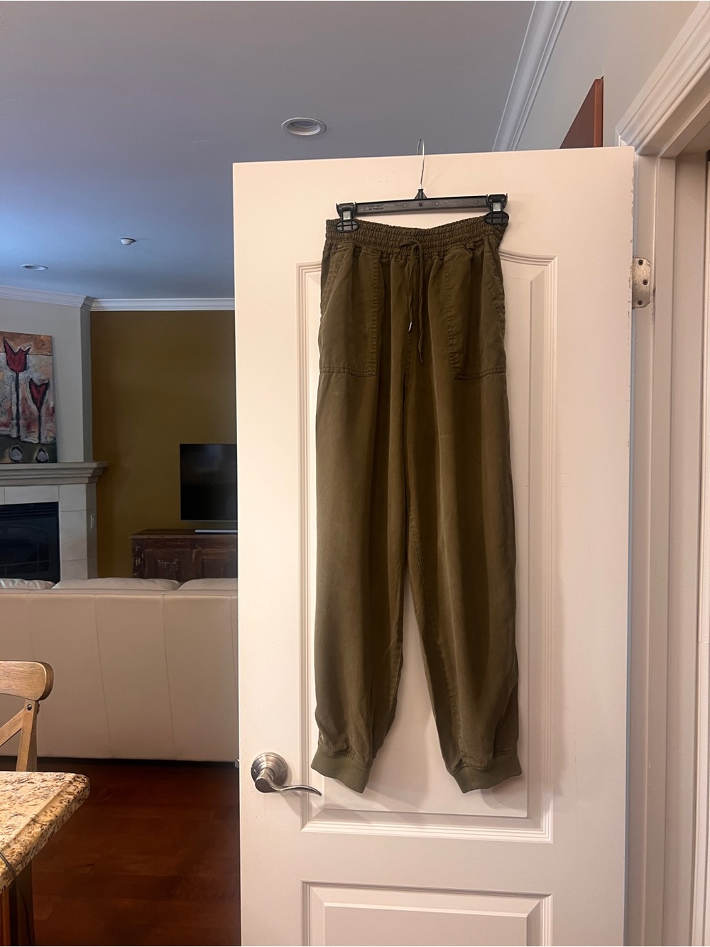 Olive Green Drawstring Jogger Pants - Medium